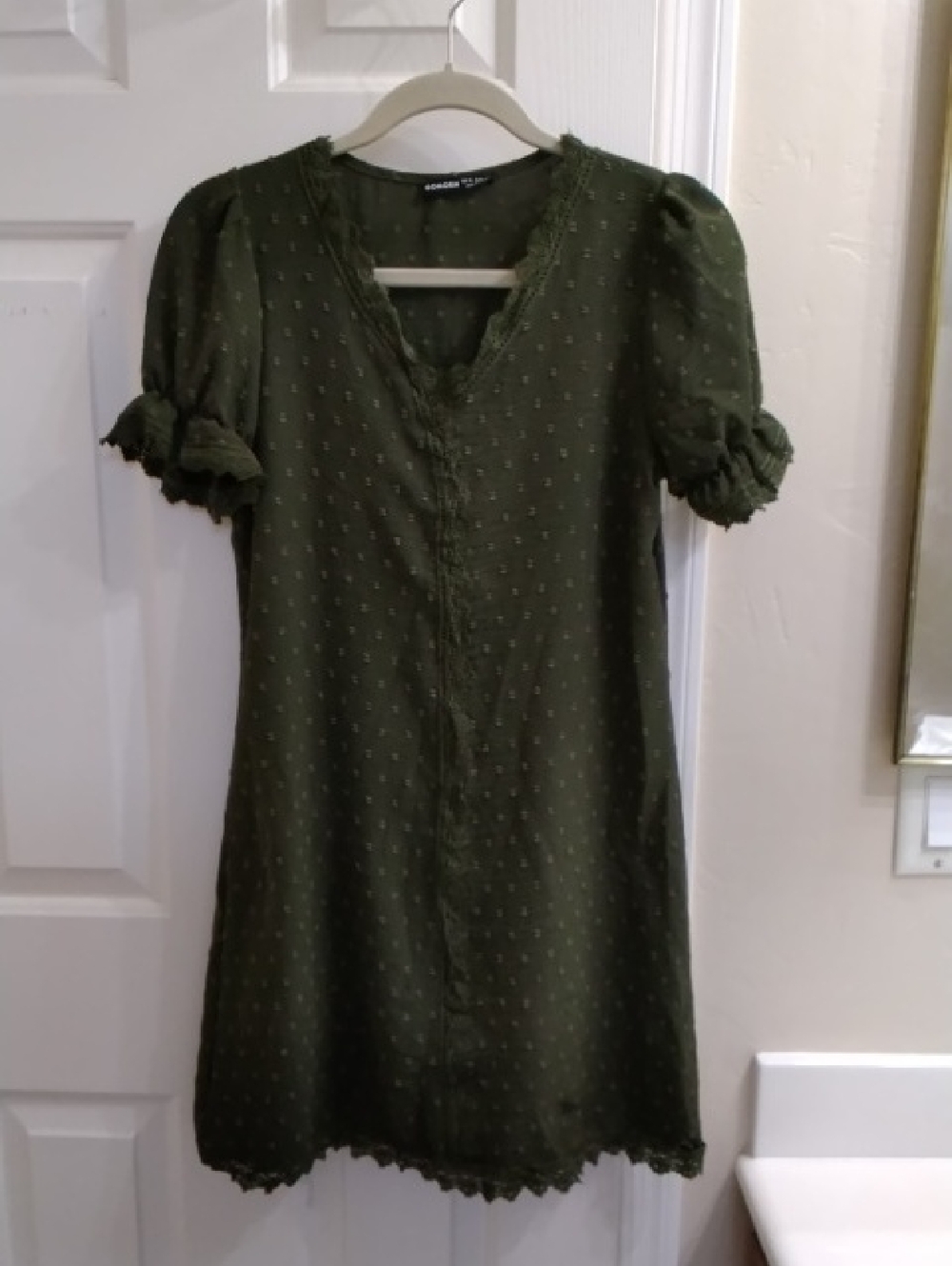 Olive Green Short Sleeve Dress by GOMORN